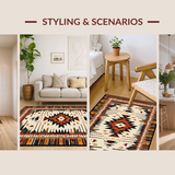 Ultra Soft Area Rug, Non Slip, Stain Resistant, Washable Area Rugs for Living Room, Bedroom, Cultural Vibrant Tribal Motif(Orange)