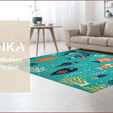 Ultra Soft Area Rug, Non Slip, Stain Resistant, Washable Area Rugs for Living Room, Bedroom, Vibrant Playful Marine Creatures Pattern(Blue)