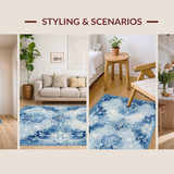 Ultra Soft Area Rug, Non Slip, Stain Resistant, Washable Area Rugs for Living Room, Bedroom, Adorable Non Slip Shower Carpet With Dreamy Bow And Scalloped Edges(Blue)