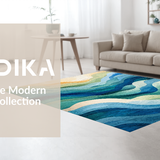 Ultra Soft Area Rug, Non Slip, Stain Resistant, Washable Area Rugs for Living Room, Bedroom, Ocean Waves Area Rug: Abstract Coastal Design Carpet(Blue)