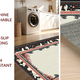 Ultra Soft Area Rug, Non Slip, Stain Resistant, Washable Area Rugs for Living Room, Bedroom, Elegant Dark Floral Whimsy(Black)