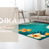 Ultra Soft Area Rug, Non Slip, Stain Resistant, Washable Area Rugs for Living Room, Bedroom, Rustic Floral Teal Delight(Blue)