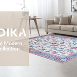 Ultra Soft Area Rug, Non Slip, Stain Resistant, Washable Area Rugs for Living Room, Bedroom, Classic Coastal Pattern Harmony(White)