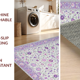 Ultra Soft Area Rug, Non Slip, Stain Resistant, Washable Area Rugs for Living Room, Bedroom, Chic Geometric Lavender Accents(Ivory)