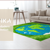 Ultra Soft Area Rug, Non Slip, Stain Resistant, Washable Area Rugs for Living Room, Bedroom, Educational Green World Map Rug for Kids Classroom(Green)