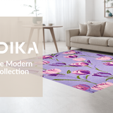 Ultra Soft Area Rug, Non Slip, Stain Resistant, Washable Area Rugs for Living Room, Bedroom, Delicate Lavender Floral Print Ensemble(Purple)