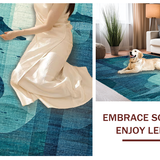 Ultra Soft Area Rug, Non Slip, Stain Resistant, Washable Area Rugs for Living Room, Bedroom, Ocean Depths Runner Rug Featuring Soft Non-Slip Octopus and Whale Silhouettes(Blue)