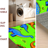 Ultra Soft Area Rug, Non Slip, Stain Resistant, Washable Area Rugs for Living Room, Bedroom, Interactive Child-Friendly Dinosaur Design(Green)