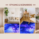 Ultra Soft Area Rug, Non Slip, Stain Resistant, Washable Area Rugs for Living Room, Bedroom, Radiant Cosmic Wave Illustration(Blue)