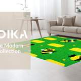 Ultra Soft Area Rug, Non Slip, Stain Resistant, Washable Area Rugs for Living Room, Bedroom, Modern Playful Insect Motif(Green)