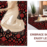 Ultra Soft Area Rug, Non Slip, Stain Resistant, Washable Area Rugs for Living Room, Bedroom, Lush Traditional Black and Burgundy(Black)