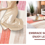Ultra Soft Area Rug, Non Slip, Stain Resistant, Washable Area Rugs for Living Room, Bedroom, Chic Minimalist White and Pink(White)