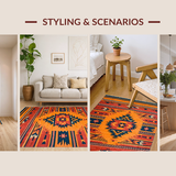 Ultra Soft Area Rug, Non Slip, Stain Resistant, Washable Area Rugs for Living Room, Bedroom, Luxurious Color Block Design(Orange)