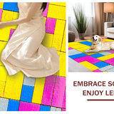 Ultra Soft Area Rug, Non Slip, Stain Resistant, Washable Area Rugs for Living Room, Bedroom, Vibrant Geometric Tile Motif(Yellow)