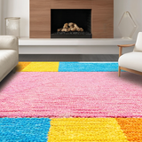 Ultra Soft Area Rug, Non Slip, Stain Resistant, Washable Area Rugs for Living Room, Bedroom, Playful Colorful Hopscotch Design(Pink)