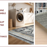 Ultra Soft Area Rug, Non Slip, Stain Resistant, Washable Area Rugs for Living Room, Bedroom, Chic Southwest Inspired Design(Gray)