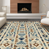 Ultra Soft Area Rug, Non Slip, Stain Resistant, Washable Area Rugs for Living Room, Bedroom, Contemporary Minimalist Linear Art(Blue)