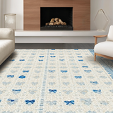 Coquette Bows Blue Scallop Preppy Aesthetic Home Decor(Beige)