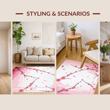 Ultra Soft Area Rug, Non Slip, Stain Resistant, Washable Area Rugs for Living Room, Bedroom, Delicate Blossom Patterned Elegance(Pink)