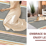 Ultra Soft Area Rug, Non Slip, Stain Resistant, Washable Area Rugs for Living Room, Bedroom, Black and White Striped Machine Washable(Black)