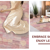 Ultra Soft Area Rug, Non Slip, Stain Resistant, Washable Area Rugs for Living Room, Bedroom, Playful Preppy Bowknot Rug Featuring Layered Ribbon Shapes and Modern Art Flair(Pink)