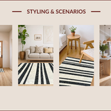 Ultra Soft Area Rug, Non Slip, Stain Resistant, Washable Area Rugs for Living Room, Bedroom, Modern Berber Stripe Farmhouse Living Room Rug(Black)