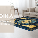 Ultra Soft Area Rug, Non Slip, Stain Resistant, Washable Area Rugs for Living Room, Bedroom, Trendy Distressed Flower Artwork(Gold)