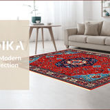 Ultra Soft Area Rug, Non Slip, Stain Resistant, Washable Area Rugs for Living Room, Bedroom, Intricate Neutral Office Space Area Rug(Red)