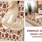 Ultra Soft Area Rug, Non Slip, Stain Resistant, Washable Area Rugs for Living Room, Bedroom, Vintage Floral Non-Slip Bedroom Area Carpet(White)