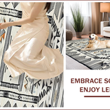 Ultra Soft Area Rug, Non Slip, Stain Resistant, Washable Area Rugs for Living Room, Bedroom, Rustic Cream and Black Trellis Motif(White)