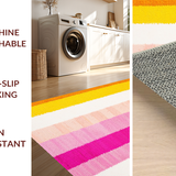 Ultra Soft Area Rug, Non Slip, Stain Resistant, Washable Area Rugs for Living Room, Bedroom, Whimsical Colorful Rainbow Motif(Yellow)