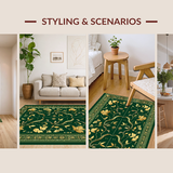 Ultra Soft Area Rug, Non Slip, Stain Resistant, Washable Area Rugs for Living Room, Bedroom, Rustic Wildlife Inspired Decor(Green)