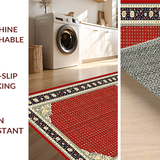 Ultra Soft Area Rug, Non Slip, Stain Resistant, Washable Area Rugs for Living Room, Bedroom, Luxurious Classic Trellis Design(Red)