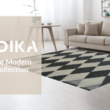 Ultra Soft Area Rug, Non Slip, Stain Resistant, Washable Area Rugs for Living Room, Bedroom, Sleek Minimalist Tiled Motif(Gray)