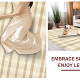 Ultra Soft Area Rug, Non Slip, Stain Resistant, Washable Area Rugs for Living Room, Bedroom, Elegant Neutral Checkered Aesthetic(Beige)