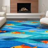 Ultra Soft Area Rug, Non Slip, Stain Resistant, Washable Area Rugs for Living Room, Bedroom, Colorful Marine Life Pattern(Orange)