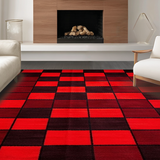Ultra Soft Area Rug, Non Slip, Stain Resistant, Washable Area Rugs for Living Room, Bedroom, Contemporary Bold Graphic Pattern(Red)