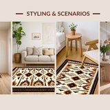 Ultra Soft Area Rug, Non Slip, Stain Resistant, Washable Area Rugs for Living Room, Bedroom, Warm Beige Tiled Composition(Brown)