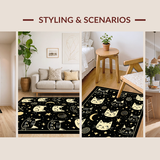 Ultra Soft Area Rug, Non Slip, Stain Resistant, Washable Area Rugs for Living Room, Bedroom, Artistic Black Cat Head Visual(Black)