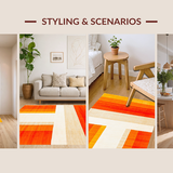 Ultra Soft Area Rug, Non Slip, Stain Resistant, Washable Area Rugs for Living Room, Bedroom, Vivid Abstract Rainbow Motif(Orange)