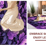 Ultra Soft Area Rug, Non Slip, Stain Resistant, Washable Area Rugs for Living Room, Bedroom, Vibrant Floral Round Design(Purple)