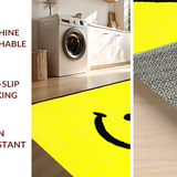 Ultra Soft Area Rug, Non Slip, Stain Resistant, Washable Area Rugs for Living Room, Bedroom, Playful Cartoon Smiley Motif(Yellow)