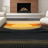 Ultra Soft Area Rug, Non Slip, Stain Resistant, Washable Area Rugs for Living Room, Bedroom, Dynamic Black and Gold Lattice Design(Orange)