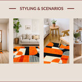 Ultra Soft Area Rug, Non Slip, Stain Resistant, Washable Area Rugs for Living Room, Bedroom, Vibrant Retro Abstract Geometry(Orange)