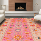 Ultra Soft Area Rug, Non Slip, Stain Resistant, Washable Area Rugs for Living Room, Bedroom, Vibrant Abstract Art Fusion(Pink)