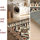 Ultra Soft Area Rug, Non Slip, Stain Resistant, Washable Area Rugs for Living Room, Bedroom, Cozy Earthy Toned Ethnic Artwork(Brown)