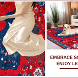 Ultra Soft Area Rug, Non Slip, Stain Resistant, Washable Area Rugs for Living Room, Bedroom, Vibrant Americana Textured Design(Red)