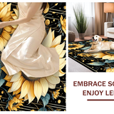 Ultra Soft Area Rug, Non Slip, Stain Resistant, Washable Area Rugs for Living Room, Bedroom, Vibrant Oversized Sunflower Motif(Gold)