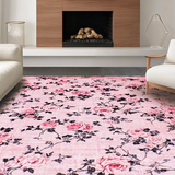Ultra Soft Area Rug, Non Slip, Stain Resistant, Washable Area Rugs for Living Room, Bedroom, Stylish Fluffy Rose Design(Pink)