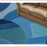 Ultra Soft Area Rug, Non Slip, Stain Resistant, Washable Area Rugs for Living Room, Bedroom, Primitive Jute Striped Half Circle(Blue)